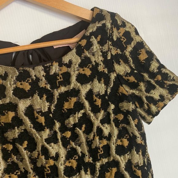 Hutch blouse top sz XS cheetah print textured keyhole tie back black gold - Picture 9 of 10